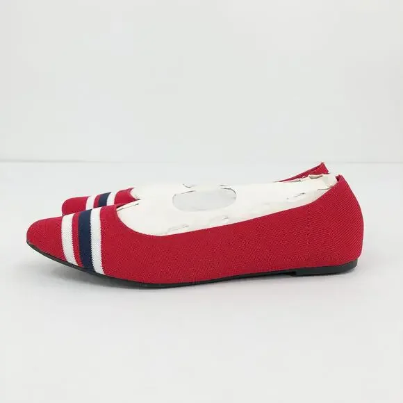 MIA Women's Emme Flyknit Ballet Flats Size 6 Red Stripes Pointed Toe NWOB - Picture 7 of 9